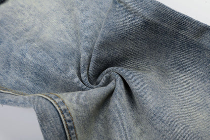 Washed Damage Whisker Wide Leg Denim Jeans WN26019