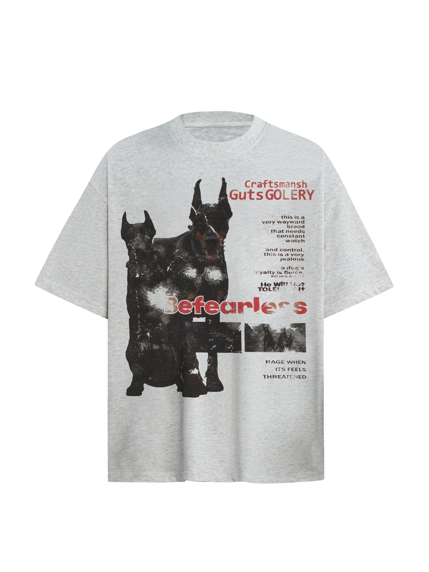 Washed Doberman Print Oversize Short Sleeve T-Shirt WN26312