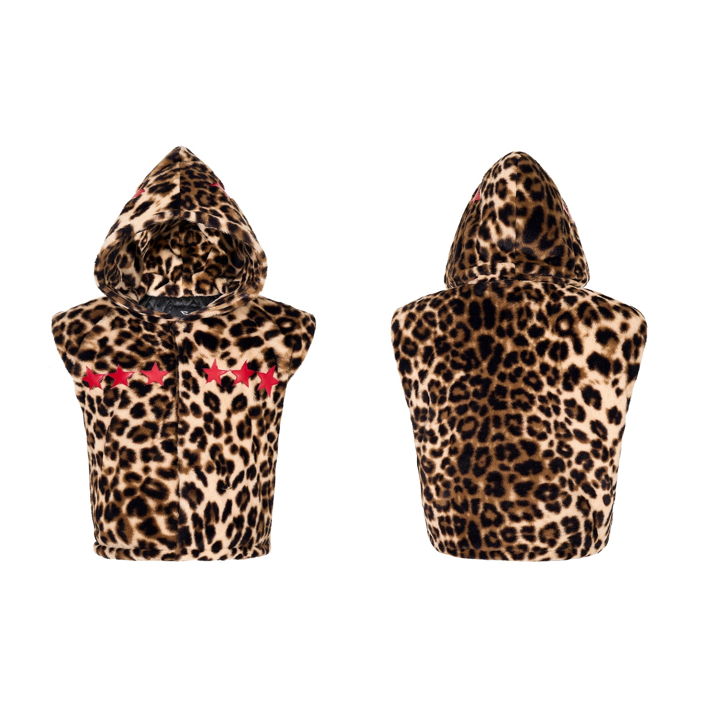 Leopard Fake Fur Hooded Vest WN22144