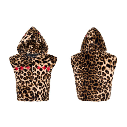 Leopard Fake Fur Hooded Vest WN22144