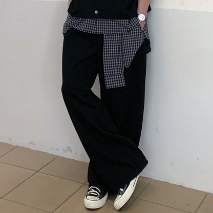 Check Layered Knit Vest & Wide Leg Sweatpants Setup WN25034
