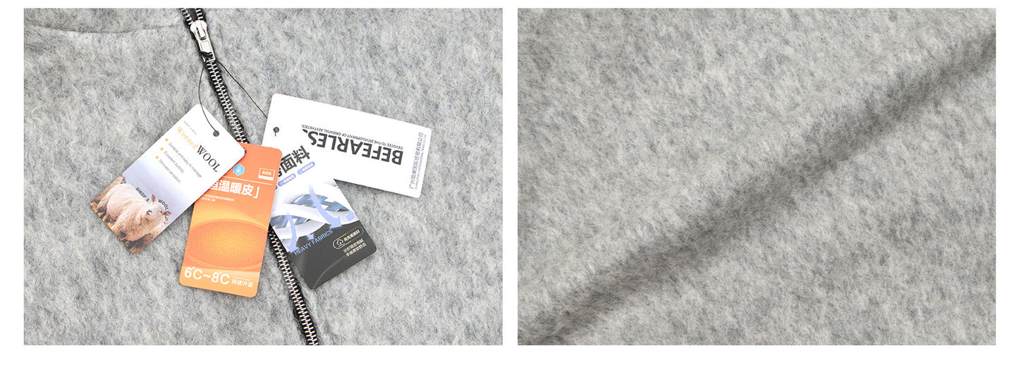 Wool Blend Full-Zip Boxy Hooded Jacket WN26382