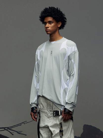 Cooling UV Protection Patchwork Long Sleeve T-Shirt WN17948