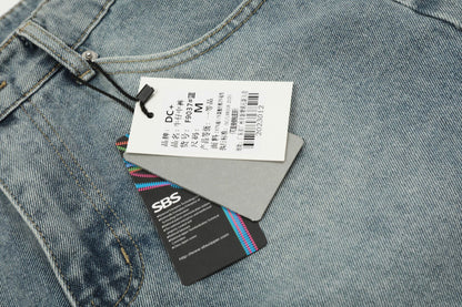 Washed Deconstruction Wide Leg Denim Half Jeans WN26112
