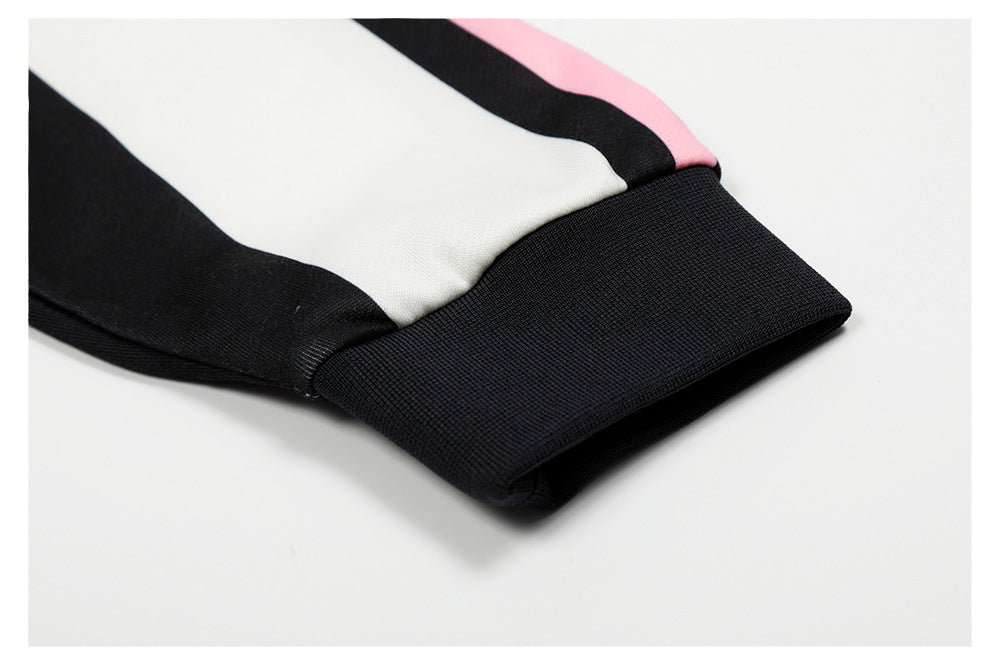 Sporty Mesh Striped V-Neck Long Sleeve T-Shirt WN26466