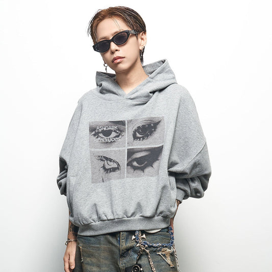 Graphic Print Oversize Washed Hoodie WN22958