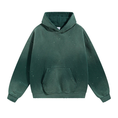 Fleece Linning Spray-Dye Washed Damage Hoodie WN9999