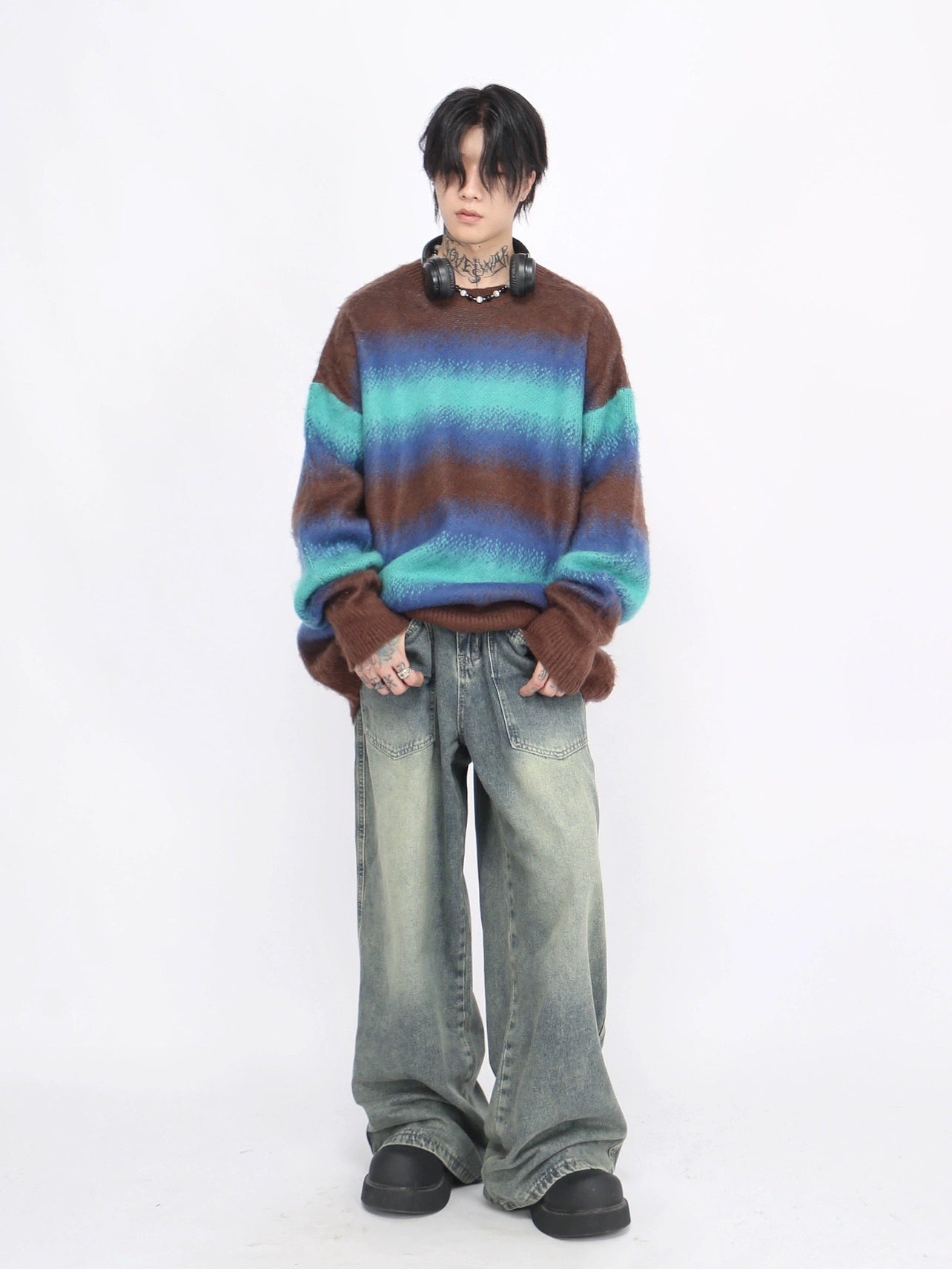 Gradation Color Oversize Kint Sweater WN8721