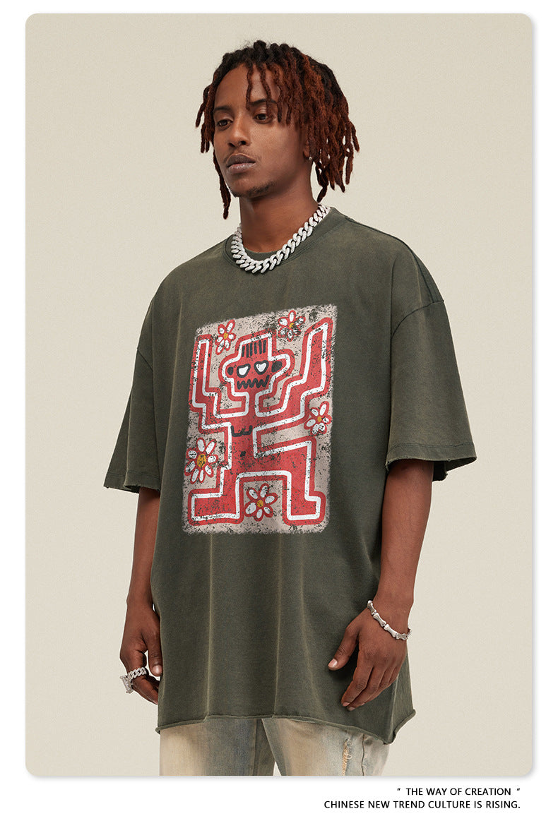 Washed Print Short Sleeve T-Shirt WN7824