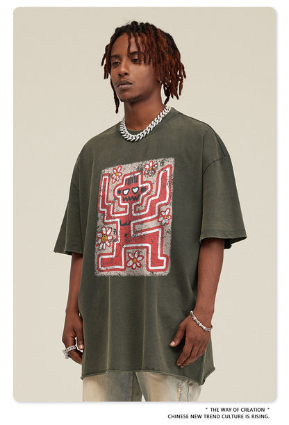 Washed Print Short Sleeve T-Shirt WN7824