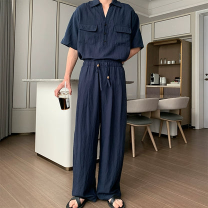 Linen Short Sleeve Shirt & Linen Pants Setup WN20422