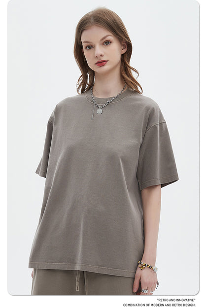 Oversize Washed Short-sleeve-T-shirt & Washed Short Sweatpants Setup WN6633