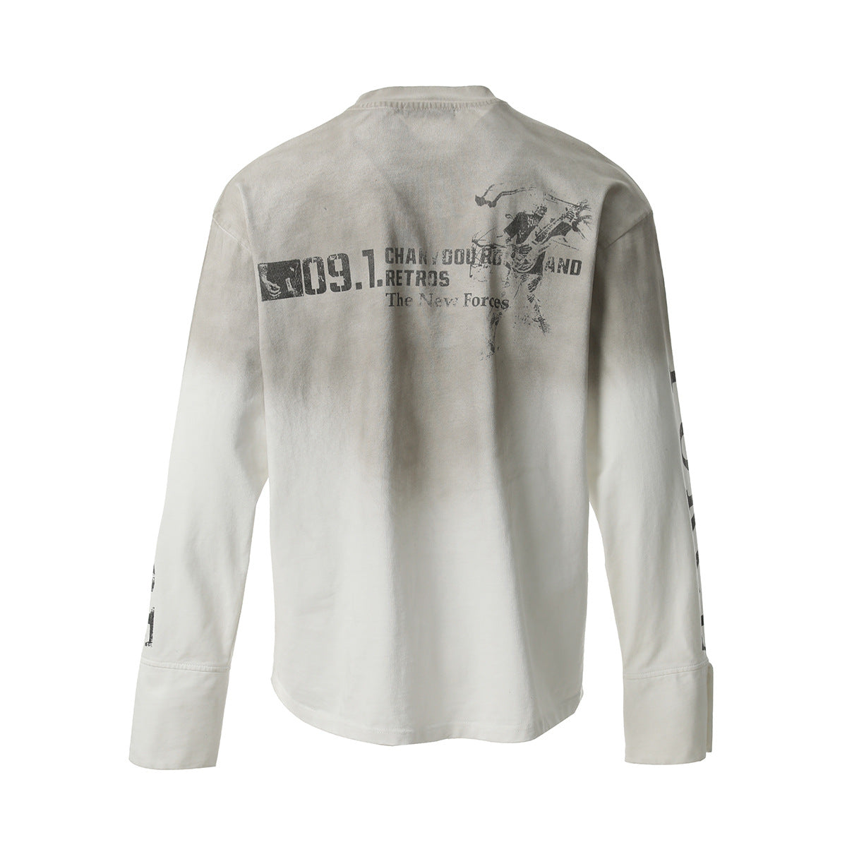 Washed Number Print Damage Long Sleeve T-Shirt WN25386