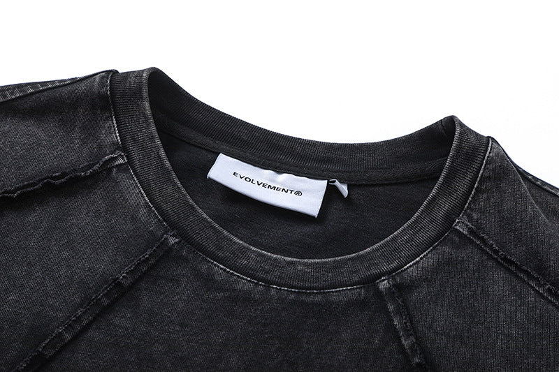Heavyweight Washed Patchwork Short Sleeve T-Shirt WN16170