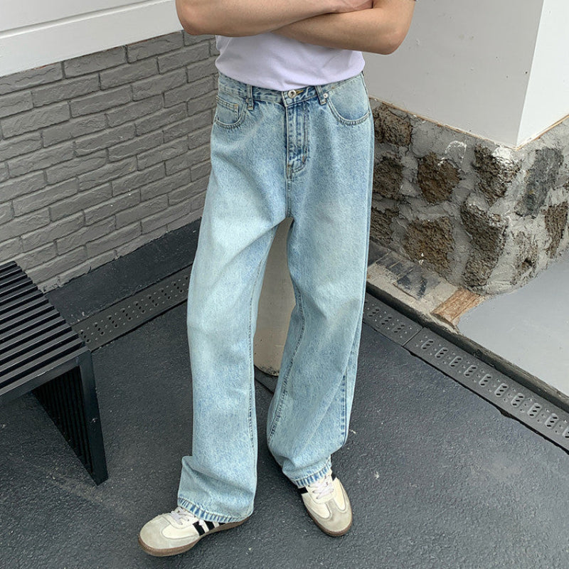 Washed Straight Denim Jeans WN24981