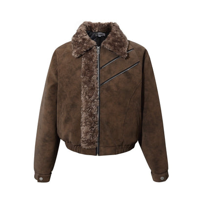 Fake Fur Trim Suede Quilting Jacket WN27914