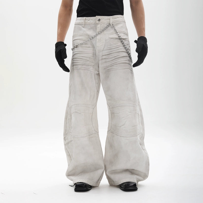 Deconstructed Wide Leg Denim Jeans WN18679