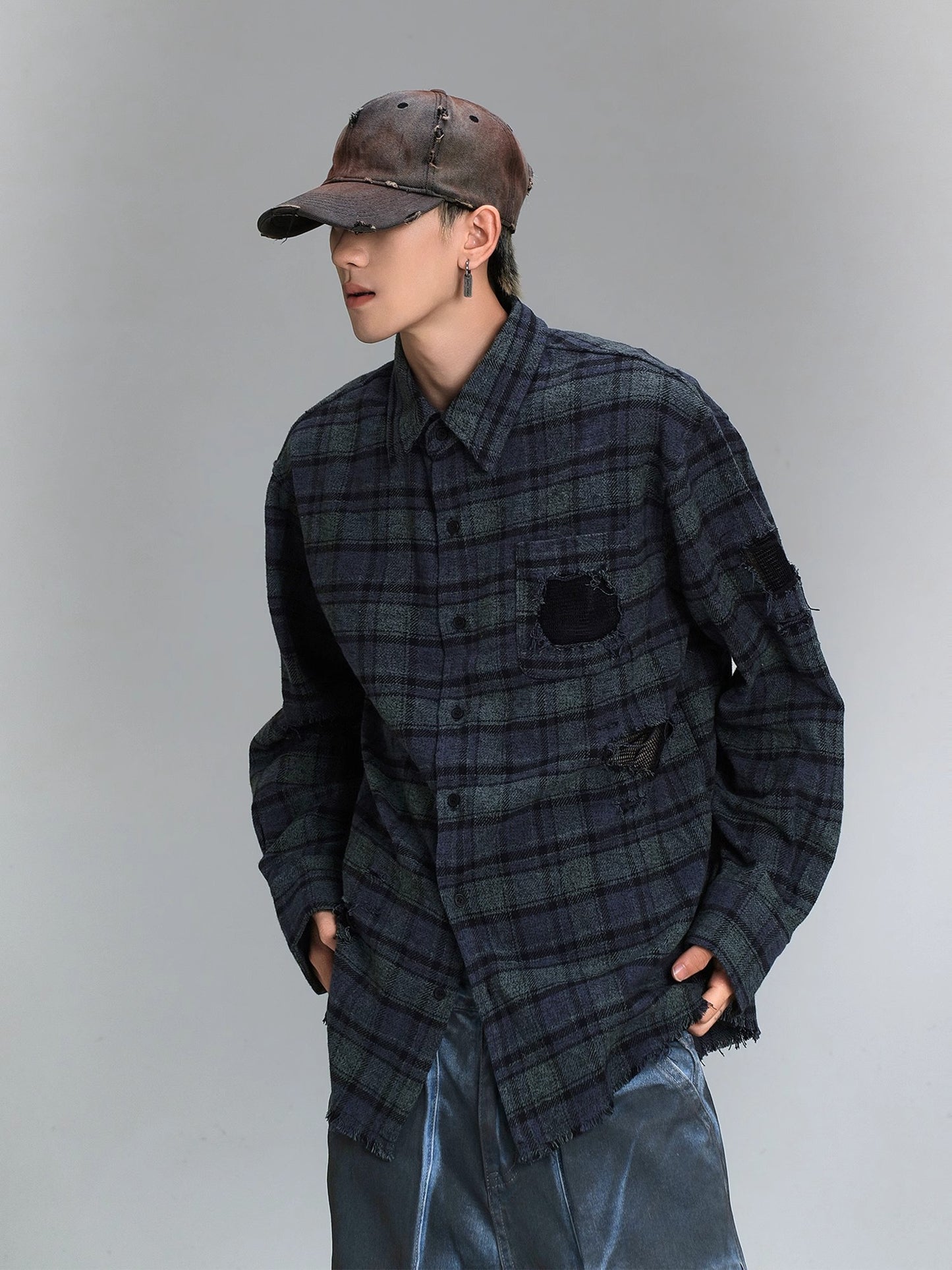 Oversize Plaid Long Sleeve Shirt WN8437