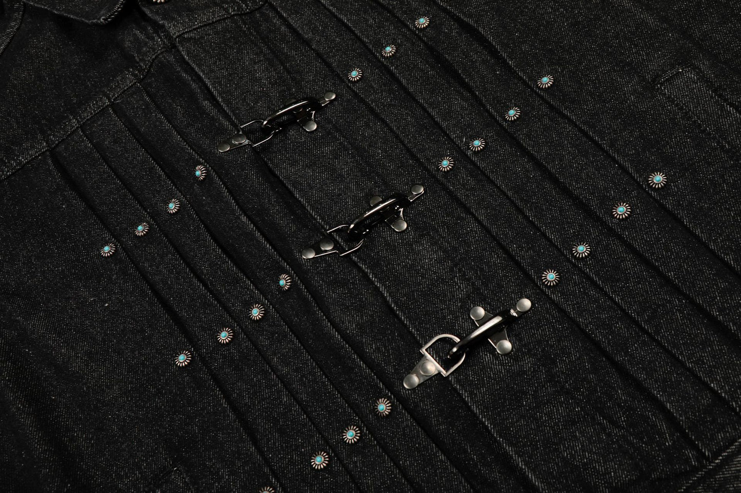 Raw Denim Pleats Metal Buckle Jacket WN26042
