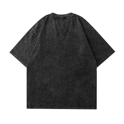 Washed Skull Print Cotton Short Sleeve T-Shirt WN25698