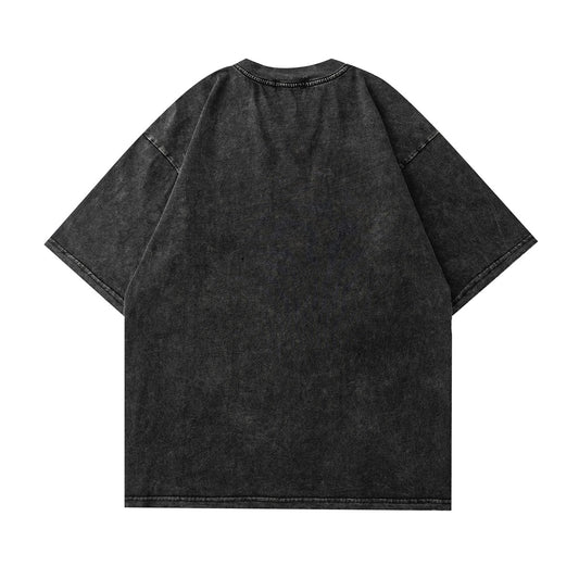 Washed Skull Print Cotton Short Sleeve T-Shirt WN25698