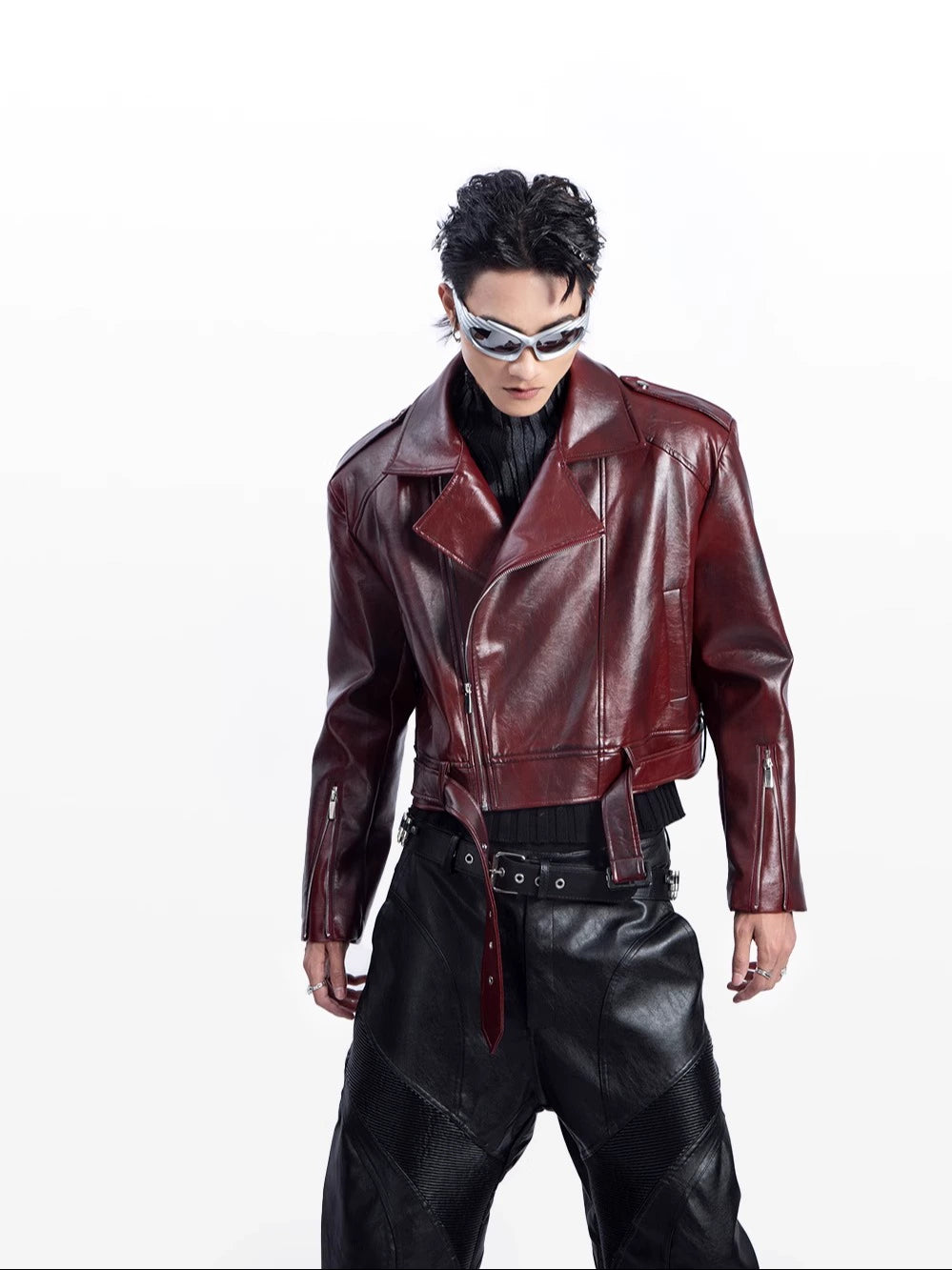 Faded PU Leather Short Jacket WN20625