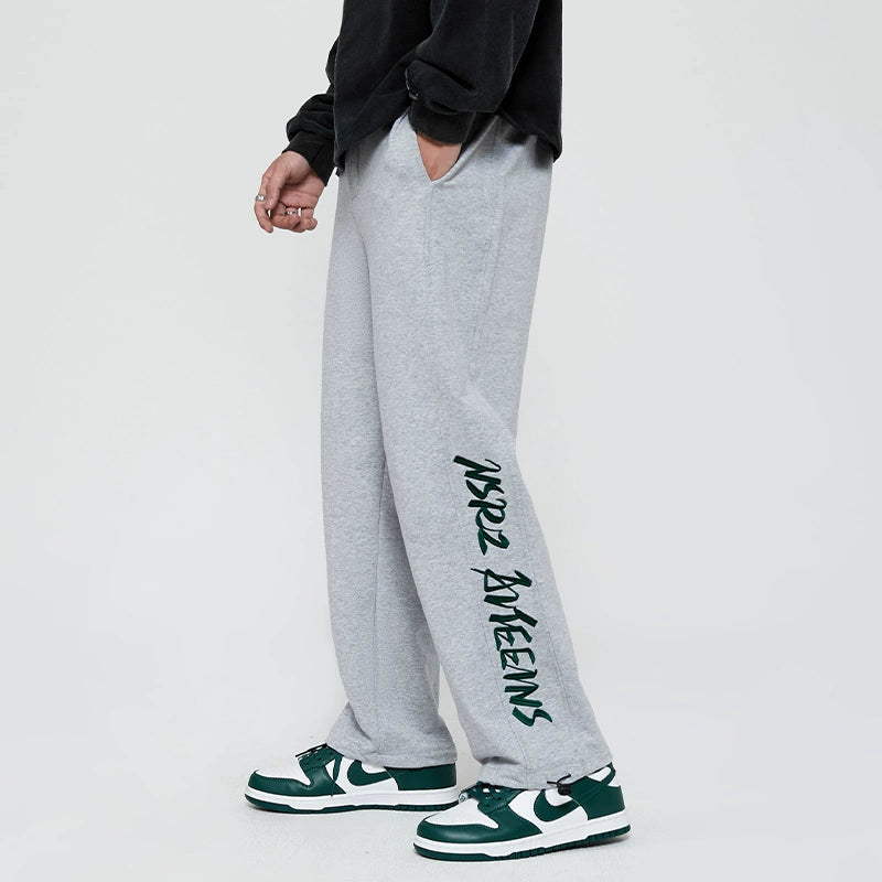 Heavy Embroidery Wide-Leg Track Sweatpants WN10329