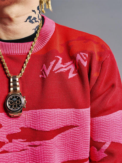 Contrast Color Jacquard Knit Sweater WN21009