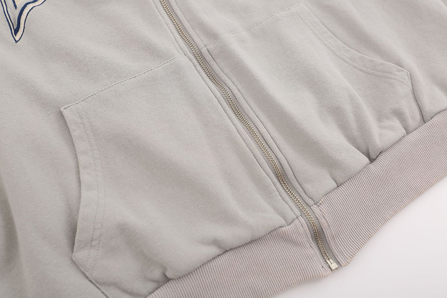 Letter Embroidery Washed Zipper Hoodie WN10984