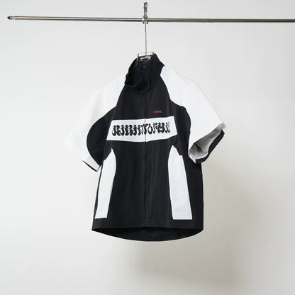 Graphic Design Zipper Short Sleeve Jacket WN17274