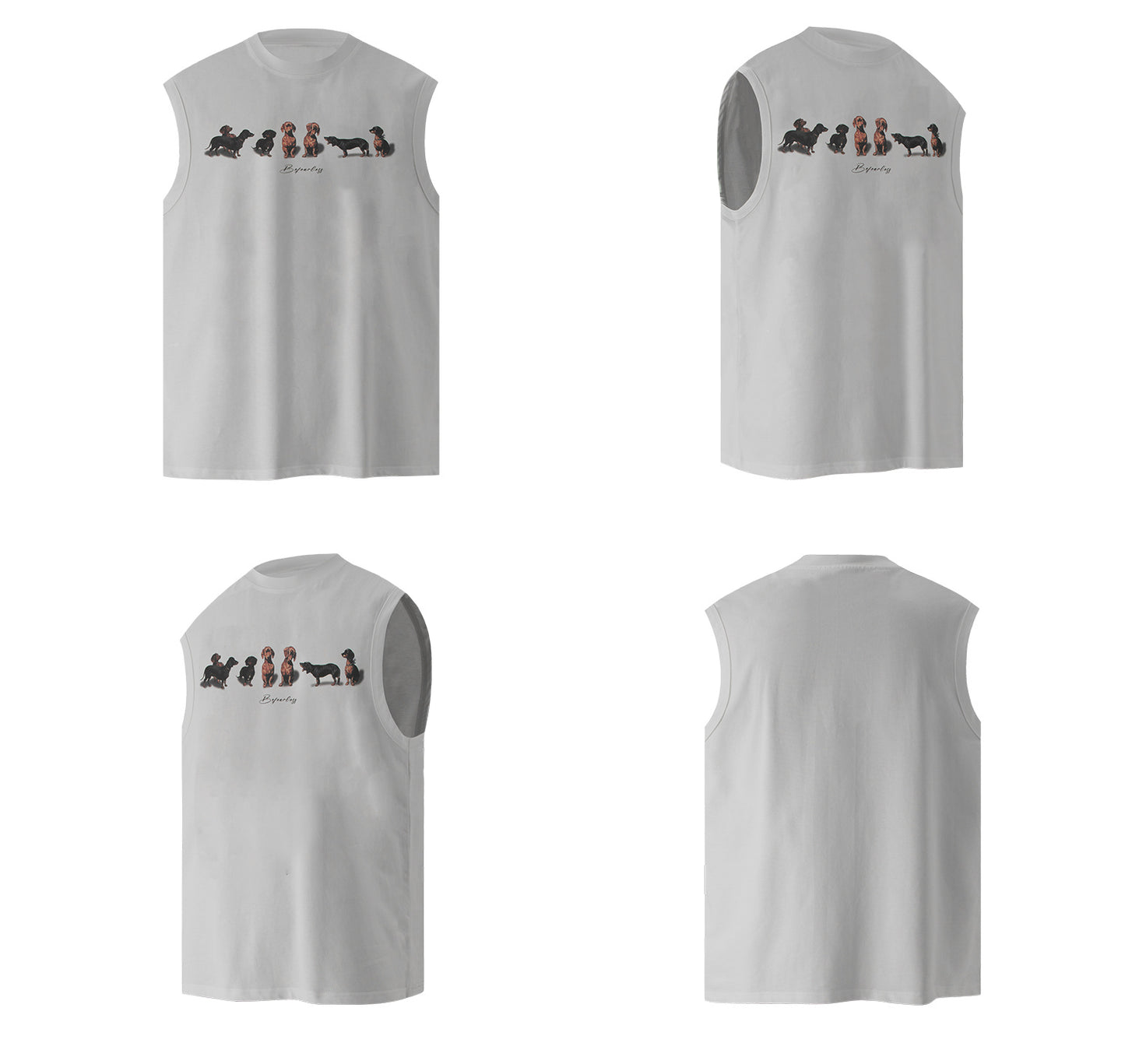 Washed Dog Print Oversize Sleeveless T-Shirt WN26413