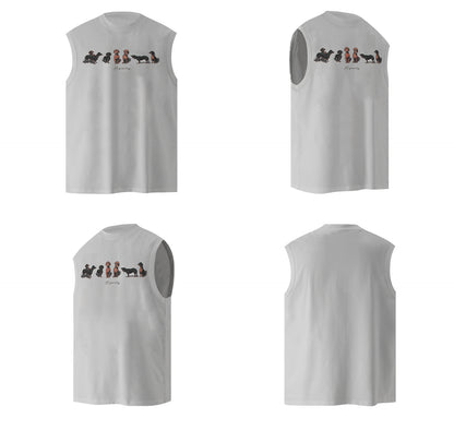 Washed Dog Print Oversize Sleeveless T-Shirt WN26413