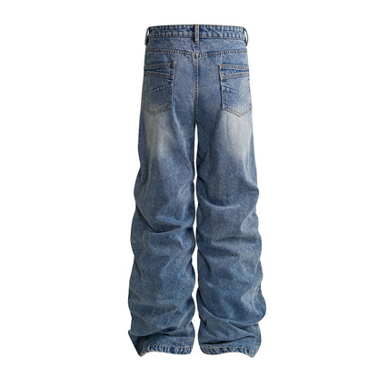 Washed Whisker Wide Leg Denim Jeans WN25481