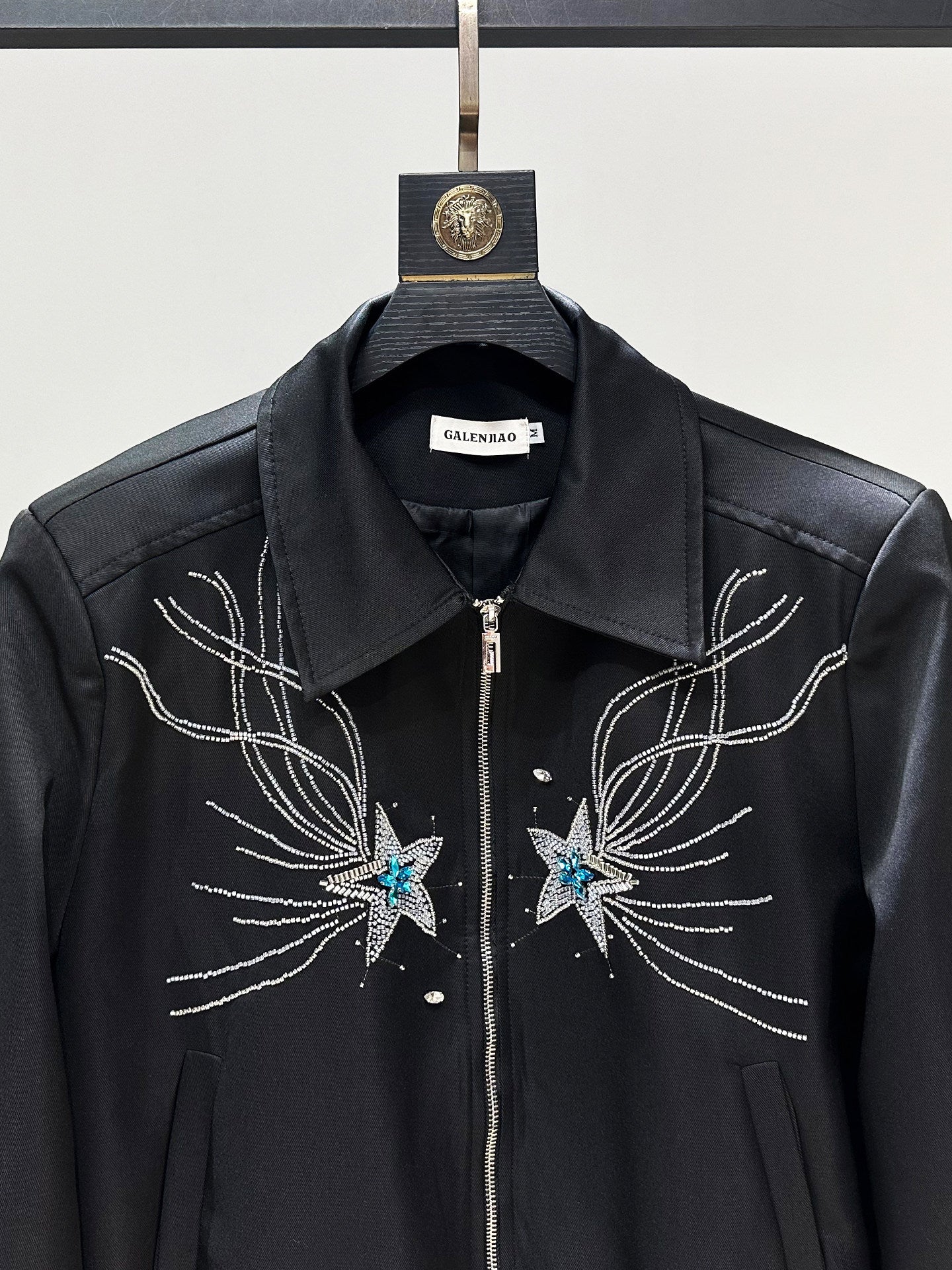 Star Rhinestone Zipper Short Jacket WN23957