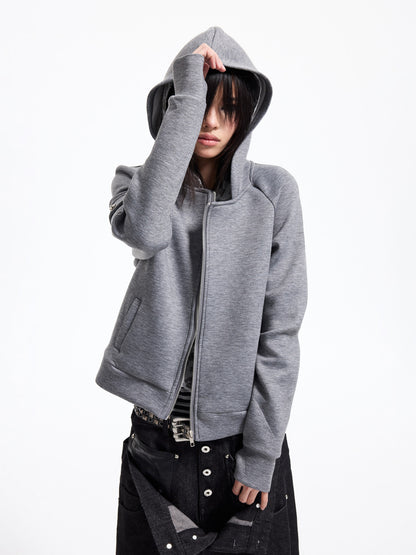 Fake Layered Double Placket Leopard Lining Zipper Hoodie WN27342