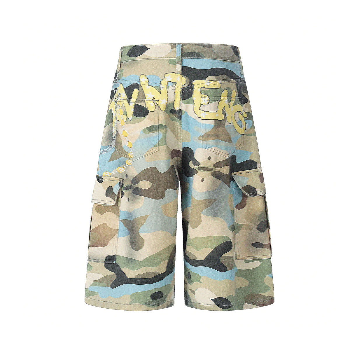 Camouflage Chain Charm Cropped Half Pants WN25539