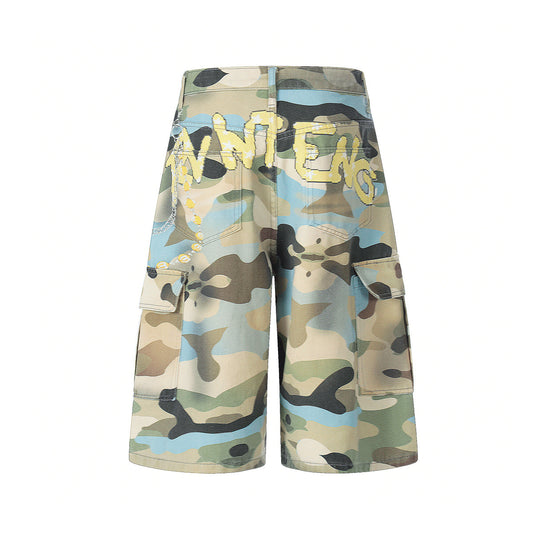 Camouflage Chain Charm Cropped Half Pants WN25539