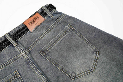 Gradient Multi-Pocket Drawstring Wide Leg Denim Jeans WN27828