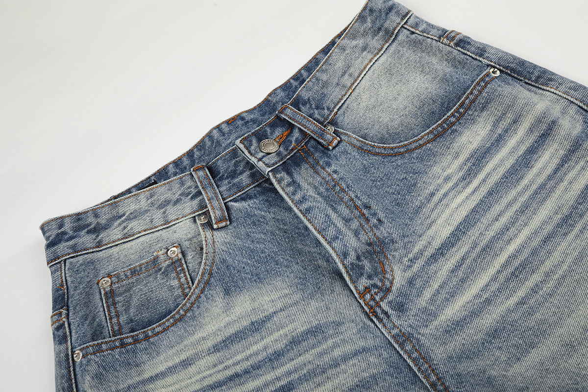 Washed Whisker Denim Half Jeans WN25790