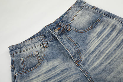 Washed Whisker Denim Half Jeans WN25790