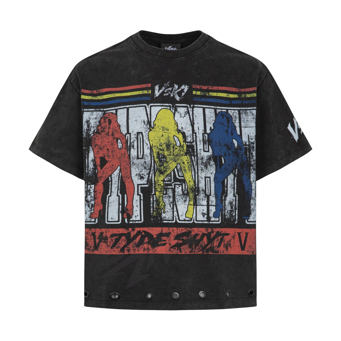 Crack Print Washed Short Sleeve T-Shirt WN20995