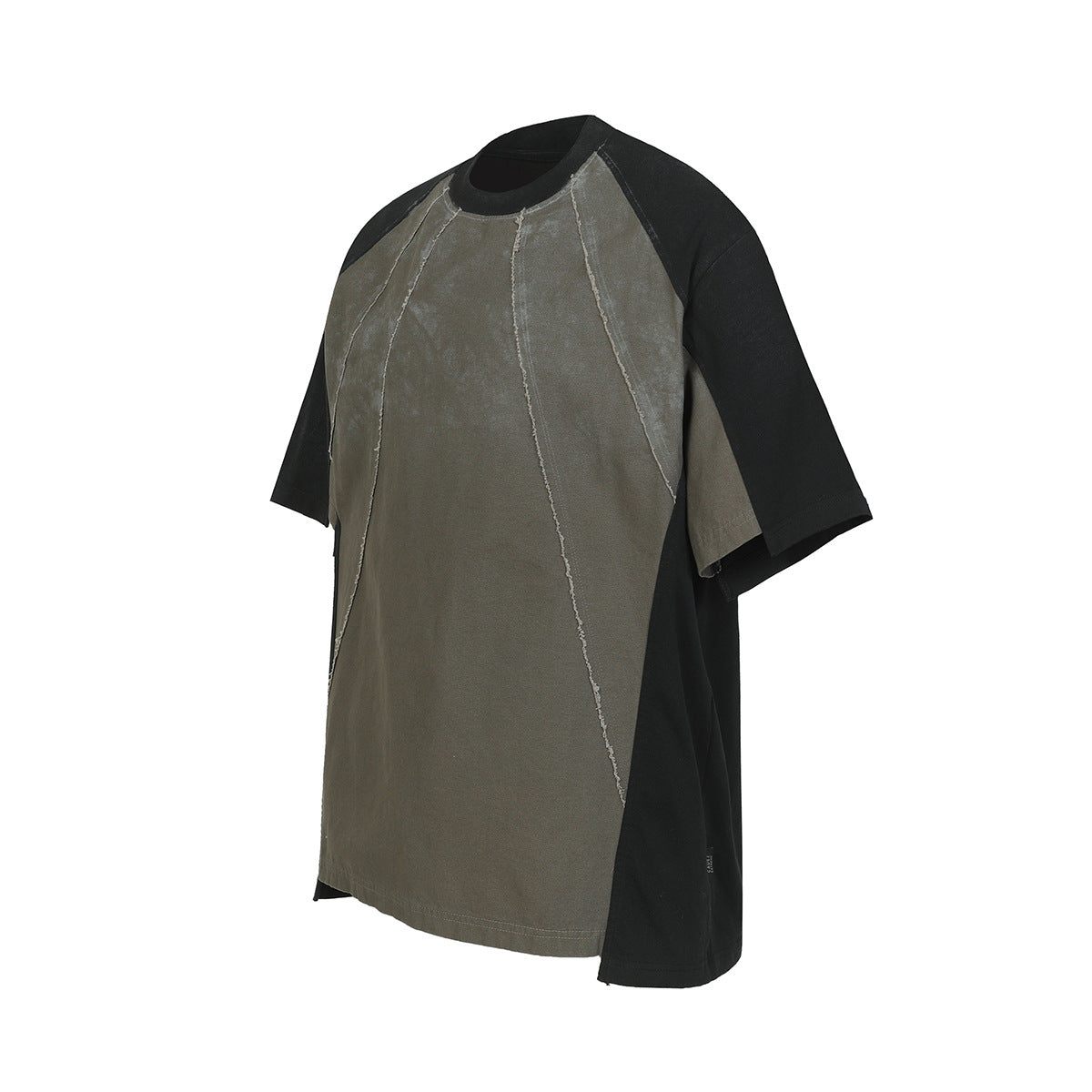 Washed Raw-Edge Splice Short Sleeve T-Shirt WN25743