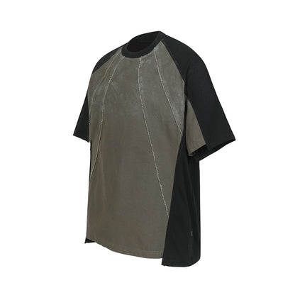 Washed Raw-Edge Splice Short Sleeve T-Shirt WN25743