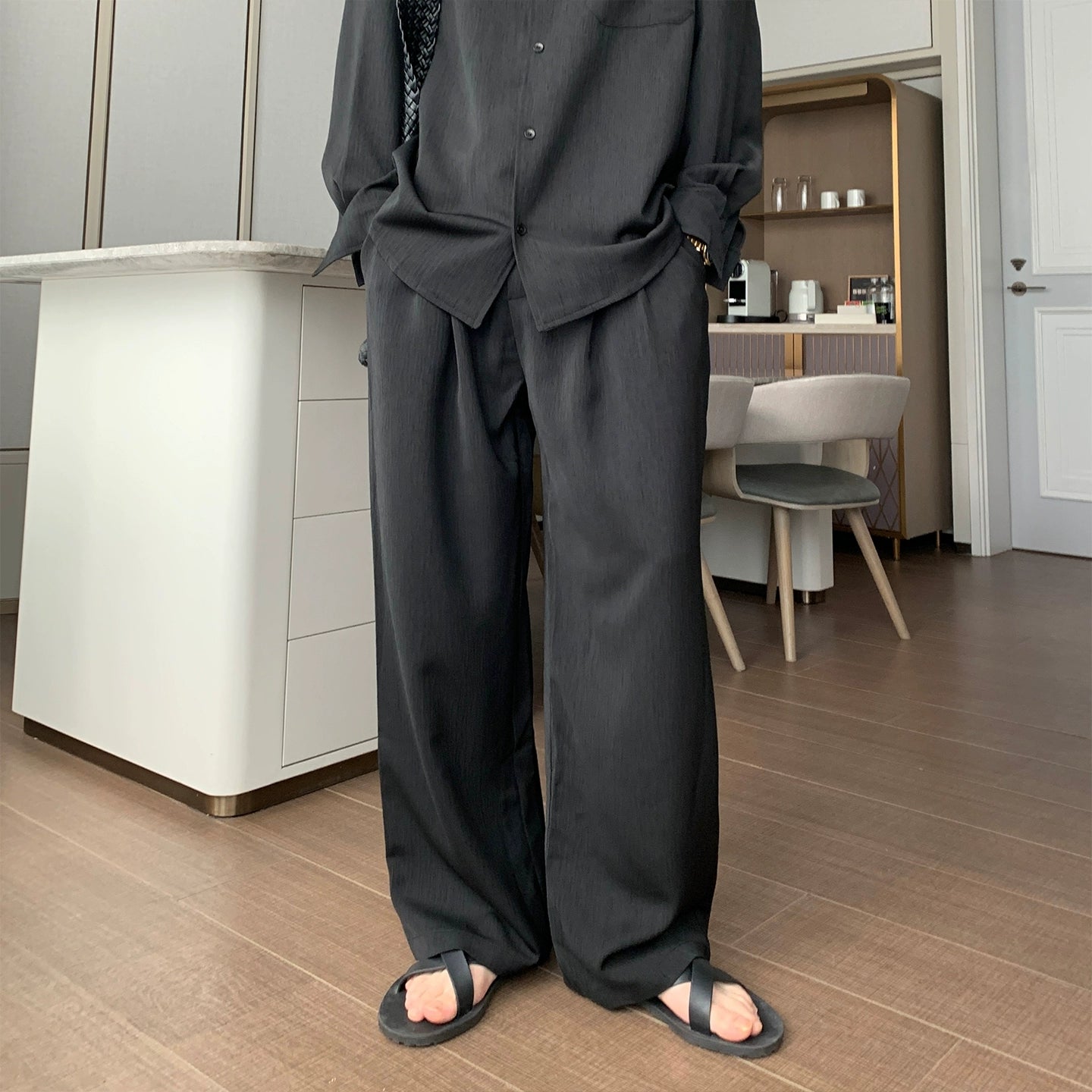 Oversize Long Sleeve Shirt & Drawstring Pants Setup WN20491