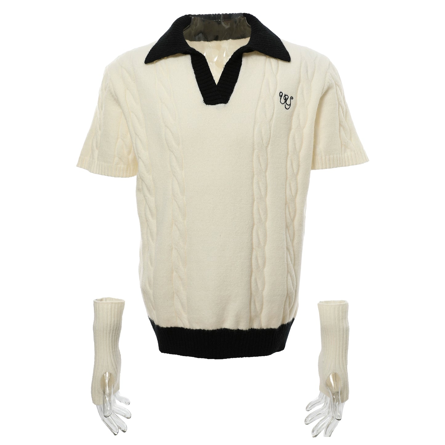 Short Sleeve Collar Knit Polo Shirt & Arm Cover WN7095