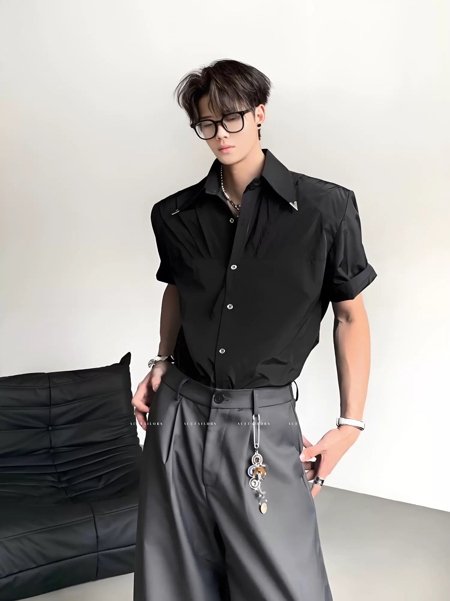 Pleated Wrinkle-Free Short Sleeve Shirt WN20089