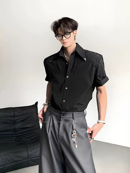 Pleated Wrinkle-Free Short Sleeve Shirt WN20089