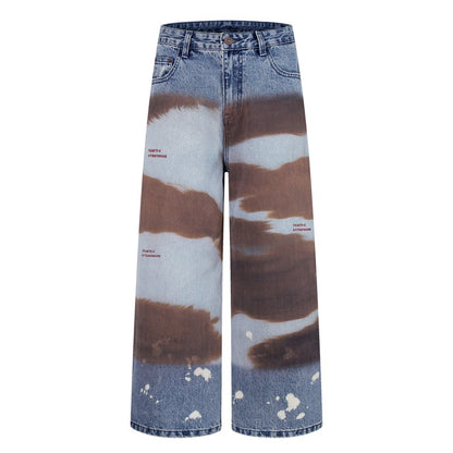 Embroidery Paint Wash Wide Leg Denim Jeans WN27958