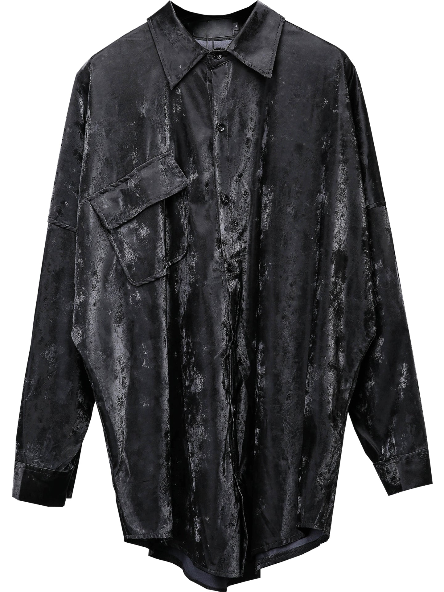 PU Leather Gloss Oversize Long Sleeve Shirt WN22327