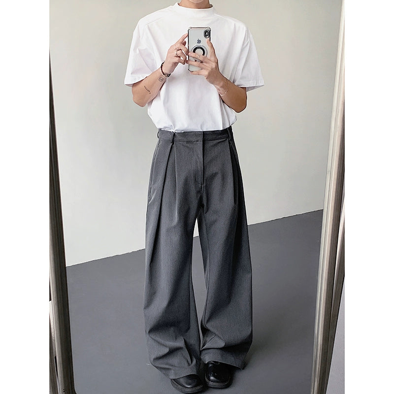 Plain Design Longer hem Trousers WN19303
